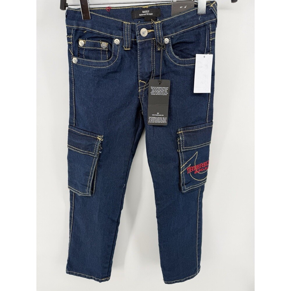 True Religion Jeans Ricky Relaxed Straight Kids Size 8 Blue New With Tags